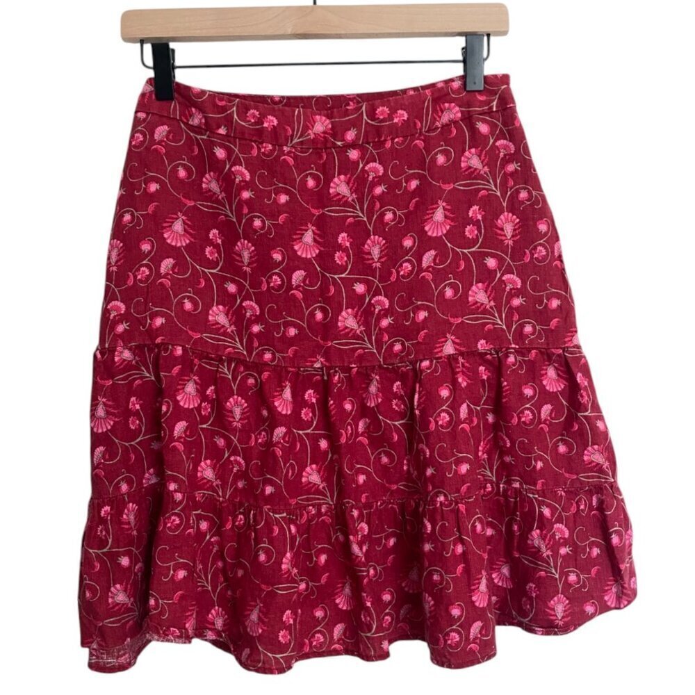 y2k Paisley linen ruffle floral tiered skirt Gap 6